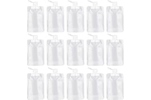 RONRONS 15 Pieces Refillable Squeeze Pouch Bags for Toiletries, TSA Approved Plastic Travel Size Pouch Containers, Leak Proof Empty Squeezable Lotion Tubes Bags Shampoo Bottles, 50ml/1.69oz