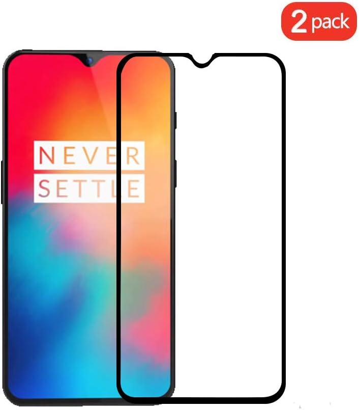 QULLOO OnePlus 6T Screen Protector Tempered Glass Film, 2.5D Curved 9H Hardness Tempered Glass Screen Protector HD Full Coverage OnePlus 6T Glass Protective Film [Bubble Free] [3D Touch]-2Pack