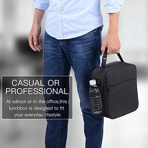 Insulated Lunch Bag Lunch Boxes Lunch Tote for Men Woman Teen Kids Adult School Office Meal Prep Bag Lunch Pail 2 Way Zipper with Front Side Pocket Wide Handle Shoulder Strap Bento Bag Cooler Bag - Thumbnail 7