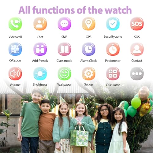 Alutoria Children's Smartwatch with 4G GPS Phone Video Call Voice Chat Pedometer SOS Alarm Clock for Girl and Boy 4-12 Years Gift Purple