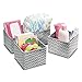 mDesign Fabric 4-Piece Drawer Organizer Bins, Kids/Baby Nursery Dresser, Closet, Shelf, Playroom Organization, Hold Clothes, Toys, Diapers, Bibs, Blankets, Gray/Cream Chevron