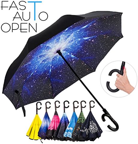 Inverted Umbrella Premium - Auto Open Reverse Double Layer Umbrella – Anti-UV Windproof and Waterproof With C-Shaped Handle For Women and Men