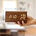 OCT17 Wooden Alarm Clock, Smart LED Digital Clock for Bedroom/desks, Upgraded with Time Temperature, Adjustable Brightness and Voice Control, Humidity Displaying - Brown