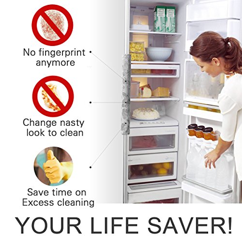 OUGAR8 Refrigerator Door Handle Covers Handmade Decor Protector for Ovens, Dishwashers.Keep Your Kitchen Appliance Clean From Smudges, Food Stains (Gray Flower) - Thumbnail 3