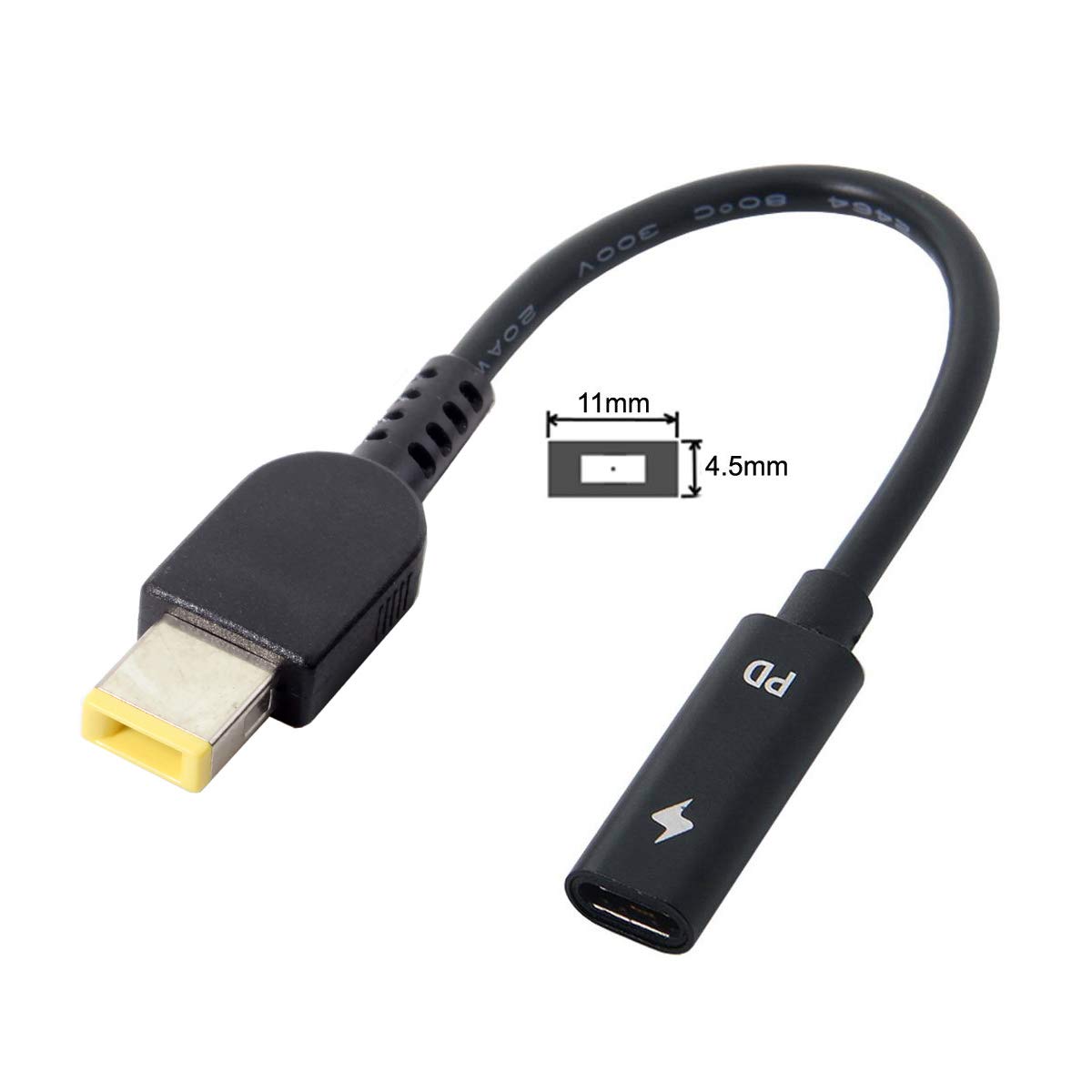 Rectangular Computer Plug Mua cablecc Type C USB-C to Rectangle 11.0x4.5mm Power Plug PD Emulator ...