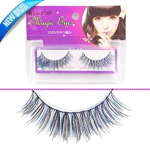 1 Pair Colorful Fake Eyelash False Eyelash Eye Makeup Cosmetics Individual Package (Blue Black JF002)
