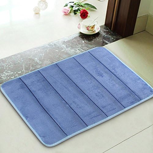 Rug Sets Absorbent Memory Foam Bathroom Shower Floor Bath Mat Pad Non Slip Back 60*40 (Syk Blue)