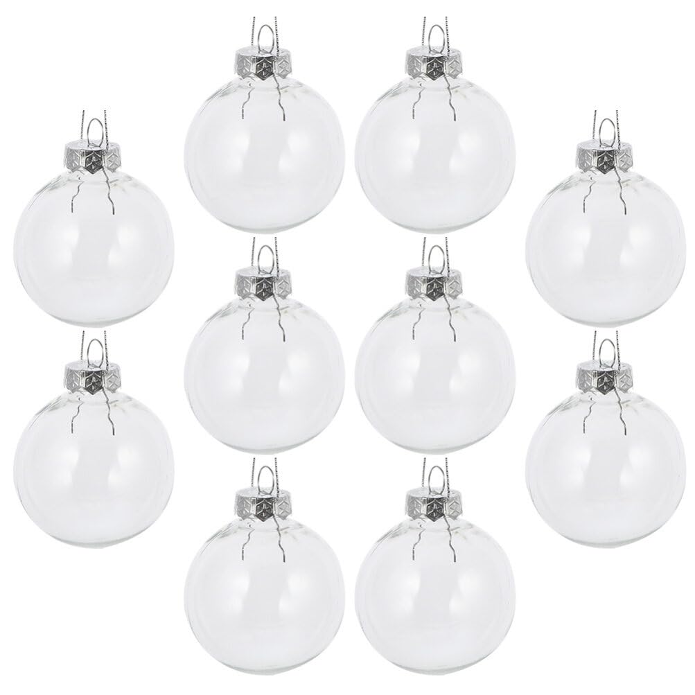 HOMSFOU 10pcs Christmas Iridescent Ornaments Balls Shatterproof Xmas Tree Ball Fillable Plastic Clear Baubles for Diy Hanging Holiday Wedding Party Supplies 8cm