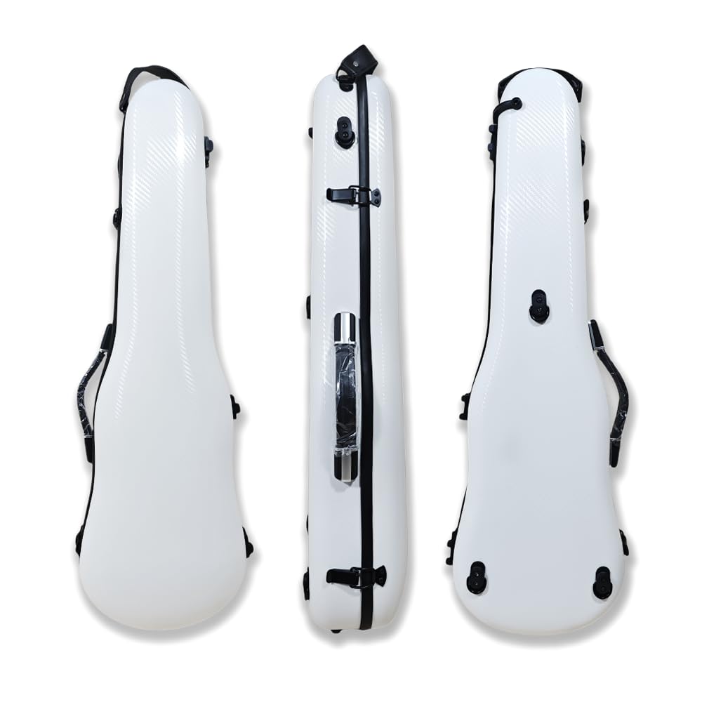 yinfente 4/4 Violin Case Hard Shell Mixed Carbon Fiber Violin Box Full Size Light Strong White Color