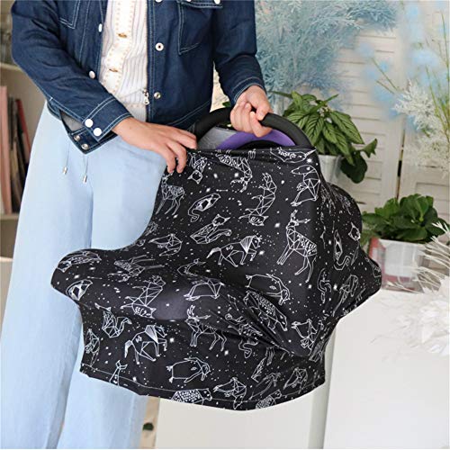 Nursing Cover Carseat Canopy, Rquite Car Seat Covers for Babies Mom Breastfeeding Scarf Infant Multi Use Cover Ups for Baby Stroller & Shopping Cart & Feeding High Chair -Large Size for Girl Boy