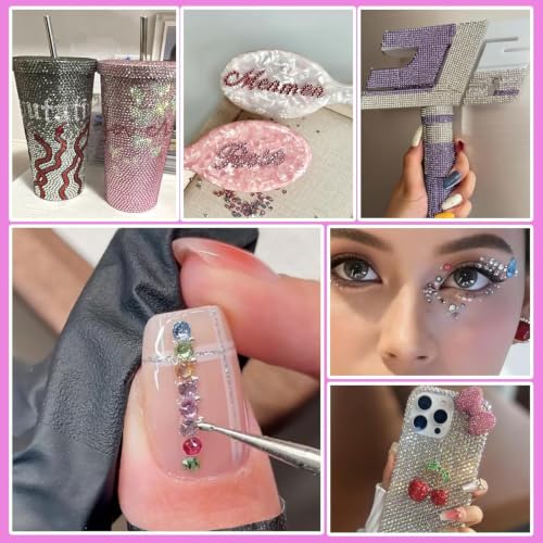 Chenghoo Bedazzling Kit 48000Pcs 48 Colors Resin Jelly Rhinestones, Multicolor 3mm Flatback Gems for Diamond Art, Bedazzler Kit with 6Pcs 10ml B7000 Jewelry Glue & Tools for Nail Art Crafting Makeup