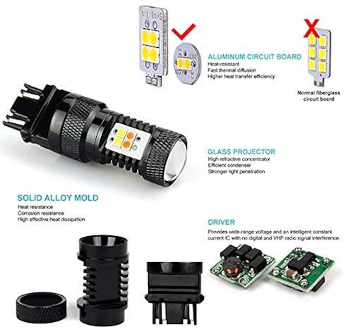 JDM ASTAR 3157 LED Turn Signal Bulbs – Dual Color Amber/White Switchback With Projector – Road Legal