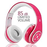 Votones-Wireless Bluetooth Kids Headphones Lightweight Foldable Adjustable Over Ear Earphone with Microphone Aux in SD Card FM for Smartphone PC Tablet(Pink)
