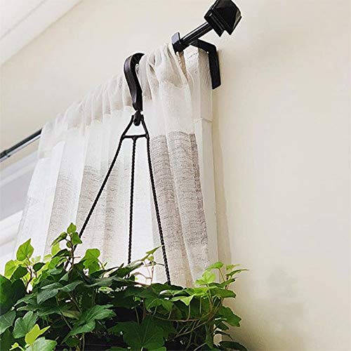 Promisen Hanging Curtain Rod Wall Bracket, Curtain Rod Holders Tap Right Into Window Frame Curtain Rod Bracket, Set of 2, Black Wall Bracket (Black) - Thumbnail 4