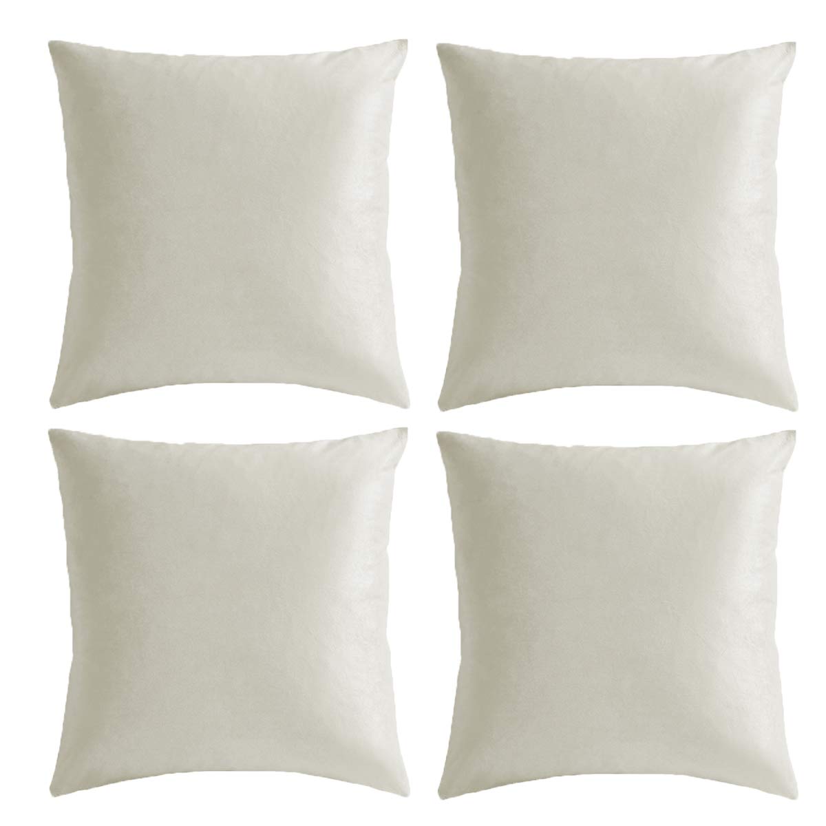 GIGIZAZA White Velvet Cushion Covers 18 x 18 Inches Square Decorative Throw Pillow Covers Cases 45x45cm for Sofa Bedroom Living room，Set of 4