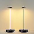 Sikevht 2Pack Cordless LED Table Lamp，Rechargeable Battery Operated Table Light, 3 Color Stepless Dimmable Table Lamp, Portable Table Light for Outdoor/Restaurants/Patio
