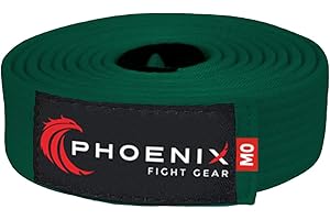 Phoenix Fight Gear Adult BJJ Belt for Jiu Jitsu, Brazilian Jiu Jitsu Belt with Ranking Sleeve Bar, IBJJF Competition Approved