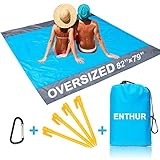 ENTHUR Beach Blanket, Sand Free Beach Mat Compact Pocket Blanket Quick Drying Ripstop Nylon Outdoor Picnic Beach Blanket for Travel, Hiking, Camping, Festival Extral Large 82″ X79″