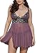 Moonight Women's Sexy Lingerie Mauve Mesh Babydoll Nightwear Dress