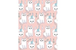 Low Vision Notebook: Cute cat cover in pink- blank journal with bold lined paper for visually impaired, elderly, or young children