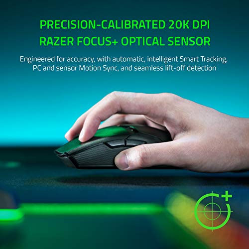 Razer Viper Ultimate Lightest Wireless Gaming Mouse: Fastest Gaming Switches - 20K DPI Optical Sensor - Chroma Lighting - 8 Programmable Buttons - 70 Hr Battery - Classic Black