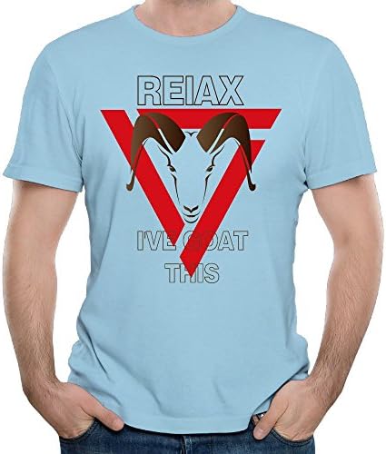 KTVVUID Relax Have Goat Emoji Funny Graphic Design Dry Fit T-shirt Round Collar Round Neck ComfortSoft Short Sleeve Men's Shirts For Christmas