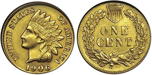 Real Indian Head Penny (aka Indian Wheat Cent) Plated in Pure 24K Gold