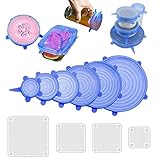 Silicone Stretch Lids, YIHAO Reusable Silicone Food Cover BPA -free, Expandable Silicone Bowl Lids for Platters, Dishes, Jars, Oven/Dishwasher/Microwave/Freezer Safe, pack of 10 with Various Sizes