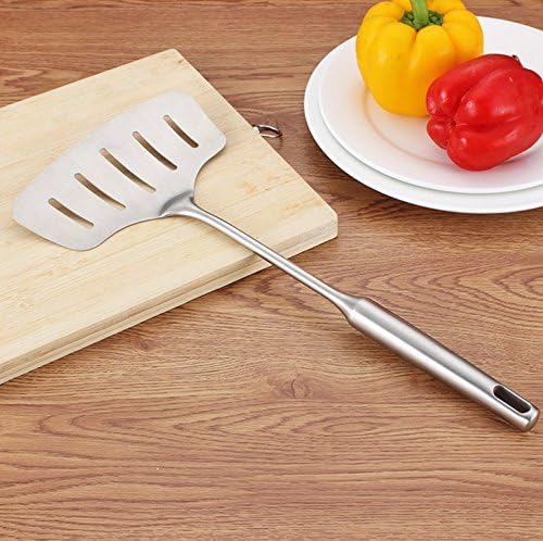 Extra Wide Barbecue Slotted Turner, VLV 304 Stainless Steel Large Slotted Fish Spatula with Heatproof Comfortable Handle Anti Rust (Extra Wide)
