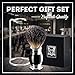 Shaving Brush Set - Professional Shaving Brush with 100% Pure Badger Bristles -Black Resin Handle - Solid Chrome Shaving Brush Stand for Wet Shave