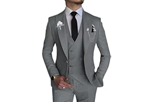 Wangyue Men's 3 Piece Slim Fit Suit Double Breasted Suit Men Formal Suit for Wedding Prom Dinner Party