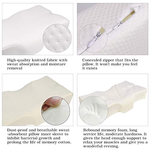 Memory Foam Pillow Neck Support Pillow for Sleeping Ergonomic Contour Pillow for Side Back and Stomach Sleepers Anti Snore for Men Women