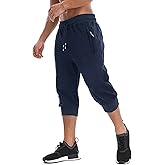 MAGNIVIT Men's 3/4 Jogger Capri Pants Workout Gym Below Knee Shorts Zipper Pockets Jogger Sweatpant Capris for Men