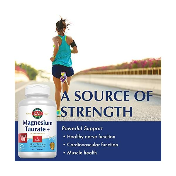 KAL Magnesium Taurate Plus 400mg with Coenzyme B6, Chelated Nerve