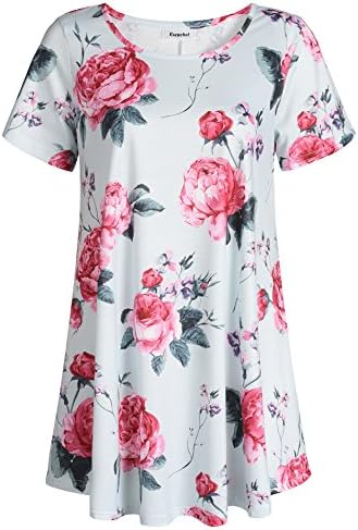 Esenchel Women's Short Sleeves Patterned Tunic Top