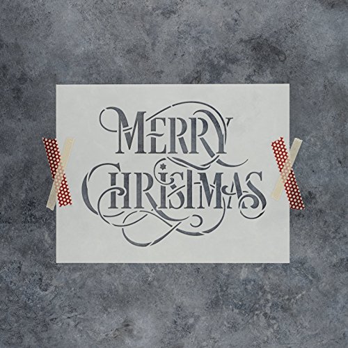 Merry Christmas Stencil Template - Reusable Stencil with Multiple Sizes Available