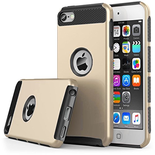 iPod Touch 5 Case,iPod 5 Case,iPod Touch 6 Case,Jwest [Colorful Series] Slim Fit Protective iPod Touch Case 2-Piece Style Hybrid Hard Case Cover for Apple iPod touch 5 6th Generation (Gold+ Black)
