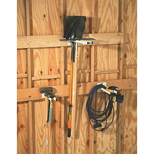 GEMPLER'S Original Wall-Mounted Steel Long-Handled Tool Tidy Storage Rack, 12 Inch Depth Bars for Safely Hanging and Storing Brooms Shovels Garden Rakes Hose Pipes Spades & General Work Tools