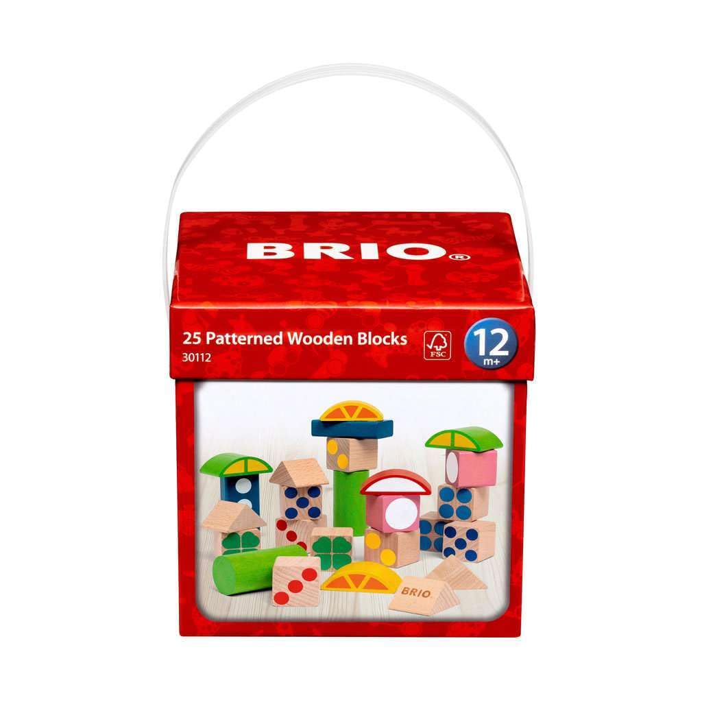 BRIO 25 Patterned Wooden Blocks - Educational Learning Toys for Toddlers Age 12 Months Up (Kids 1 Year Old)