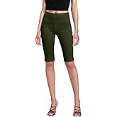 Hybrid & Company Womens Super Stretch Causal Pull On Millennium Twill Bermuda Shorts