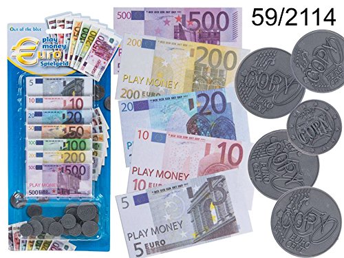 Out of the blue Spielgeld Kunstoff Münzen Papier Scheine 90 teilig Währung € Euro Kaufladen Kind – Bild 3