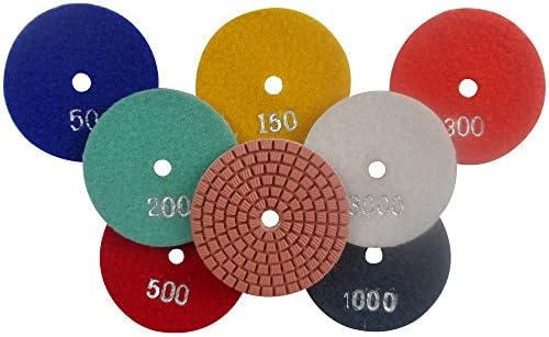 Konfor Premium Grade Diamond Polishing Pads Wet Use 7 Pcs Set for Granite Marble Concrete Stone Polisher