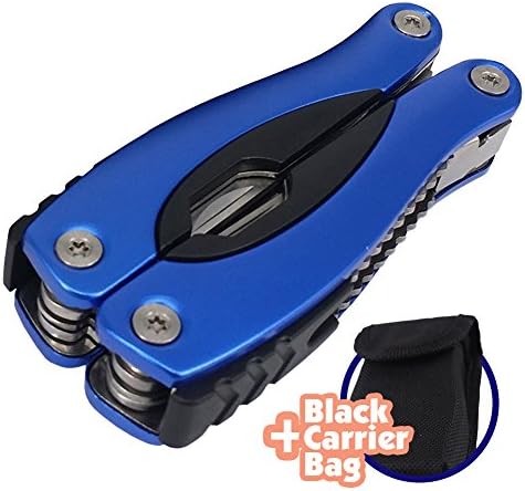 NanoFix Multitool | 15-in-1 Versatile Repair Pocket Multi-Tool with Black Carrier Bag for Camping Hiking Outdoor | Rustproof Stainless Steel and Ergonomic Design Aluminum Handle | Blue | 1426