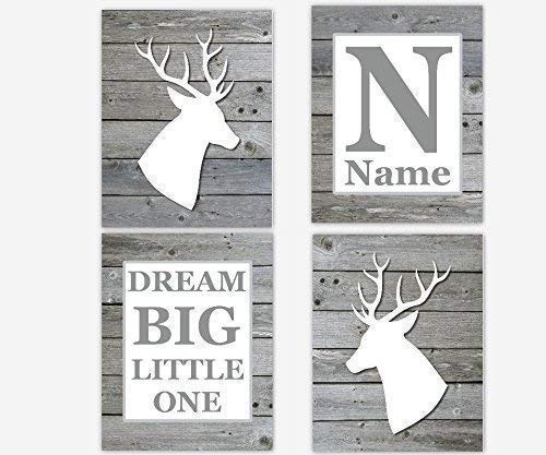 Amazon Com Baby Boy Nursery Art Deer Head Antler Decor Gray