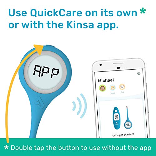 termómetro inteligente kinsa para fiebre - termómetro médico digital para bebés, niños y adultos - termómetro preciso, rápido y aprobado por la fda para lectura de temperatura oral, axilar o rectal - quickcare