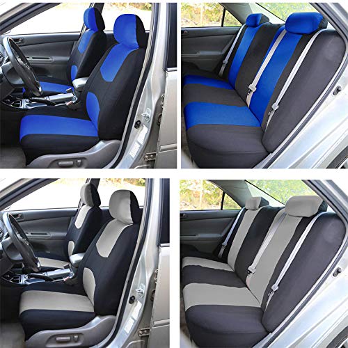 NILE Universal Fit Car Cloth Fabric Seat Cover Full Set - Fit Most Car, Truck, SUV or Van (Grey)