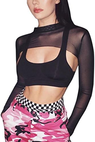 Minisoya Women Mesh Sheer T-Shirt Perspective Tank Crop Tops Casual Summer Sports Vest Smock Cover up
