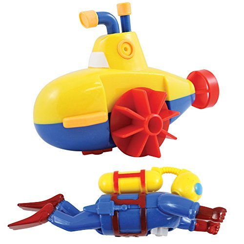 Sealife Swimmers Scuba Diver And Submarine Wind-up Bathtub And Pool Toys Set