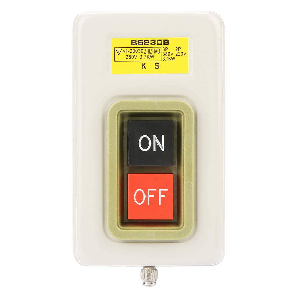 Push Button Switch BS230B Push Button Power Switch 3 Phase Simple ON/OFF Start Stop Self-Locking Mechanical Equipment Control Station AC 380V 3.7KW