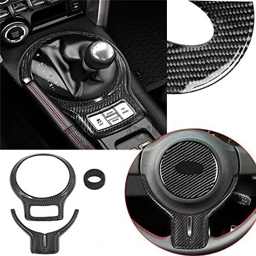 Toyota トヨタ Gt86 Subaru スバル Brz 12 15 カーボンファイバーステアリングホイールトリム ステアリングホイール装飾 ステアリングホイールパネルカバー ギアシフトパネル 装着簡単 カー用品 スバル トヨター アクセサリー おしゃれ カーボンファイバー パーツ